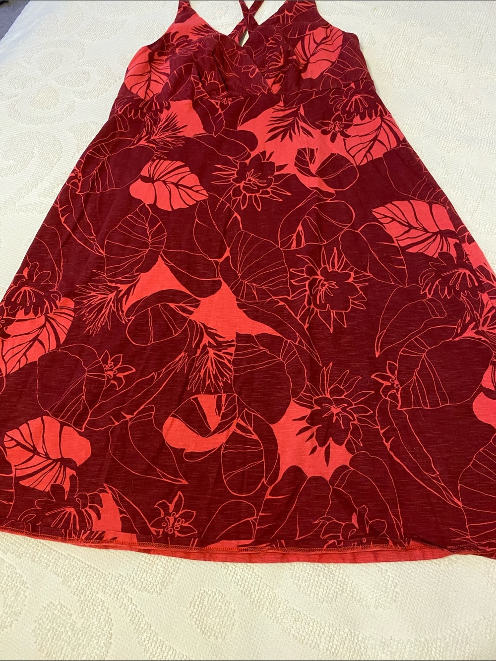 Patagonia Red and Burgundy Floral Slip Dress